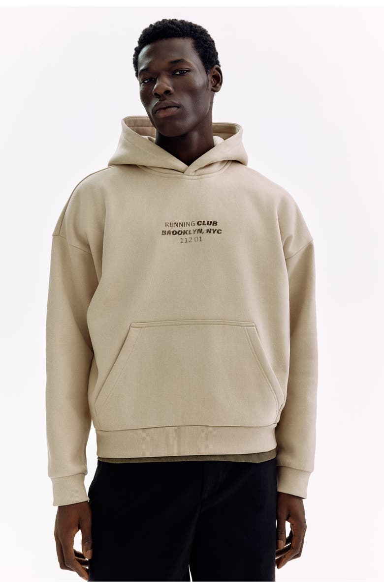 H&M Loose Fit Hoodie, Alternate, color, Beige/Running Club
