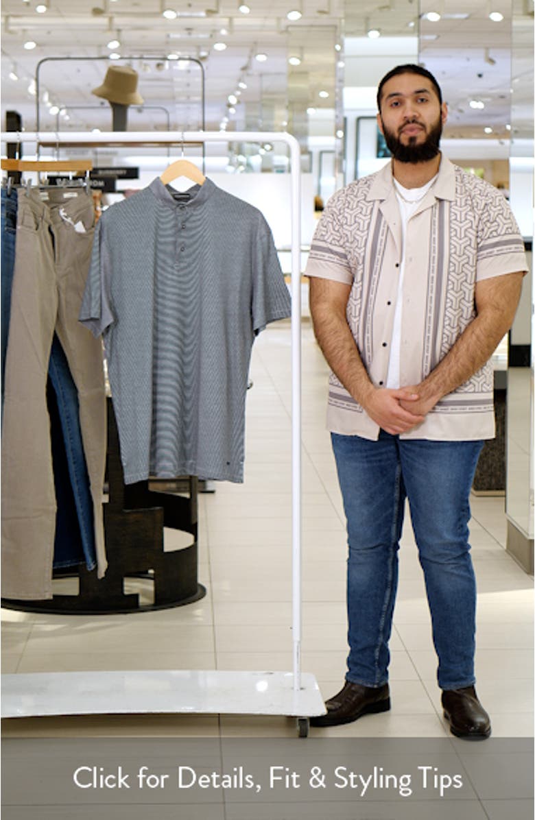 Stripe Nehru Collar Polo, sales video thumbnail