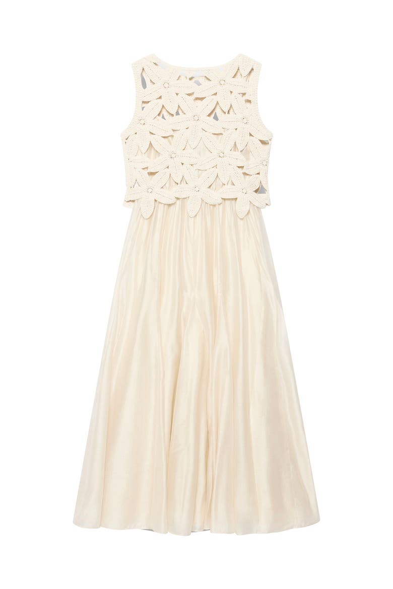 Cotton Blend Sleeveless Crochet Maxi Dress, Alternate, color, Cream