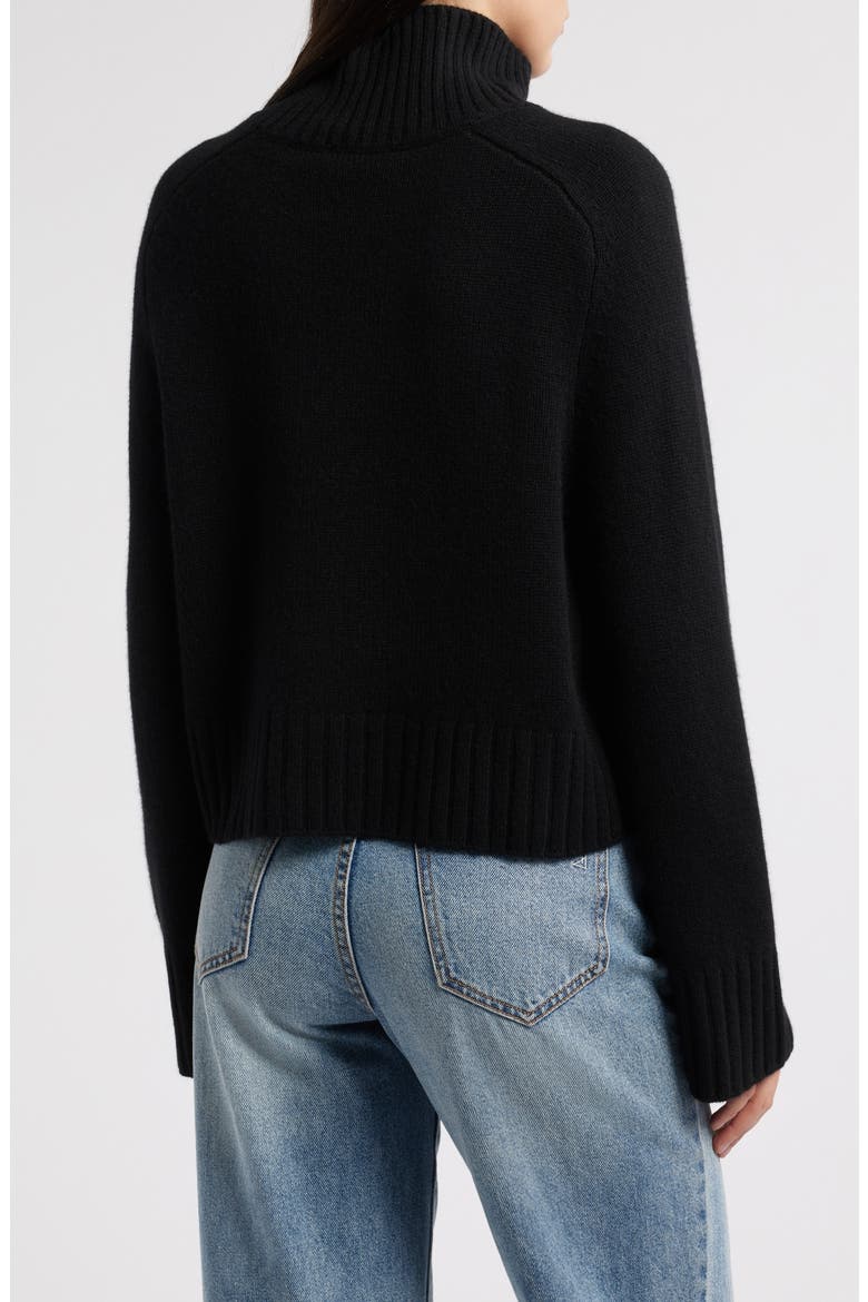 Brooke Crop Cashmere Turtleneck Sweater, Alternate, color, BLACK