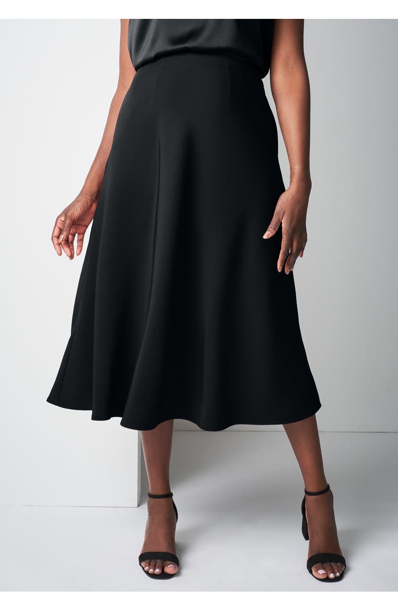 Jessica London Bi-Stretch Swing Skirt, Alternate, color, Black