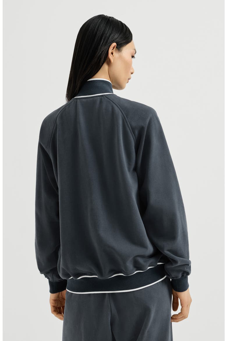 Cotton smooth French terry sweatshirt with zip and logo, Alternate, color, Navy Blue