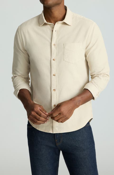 Caprone Solid Cotton Corduroy Button-Up Shirt