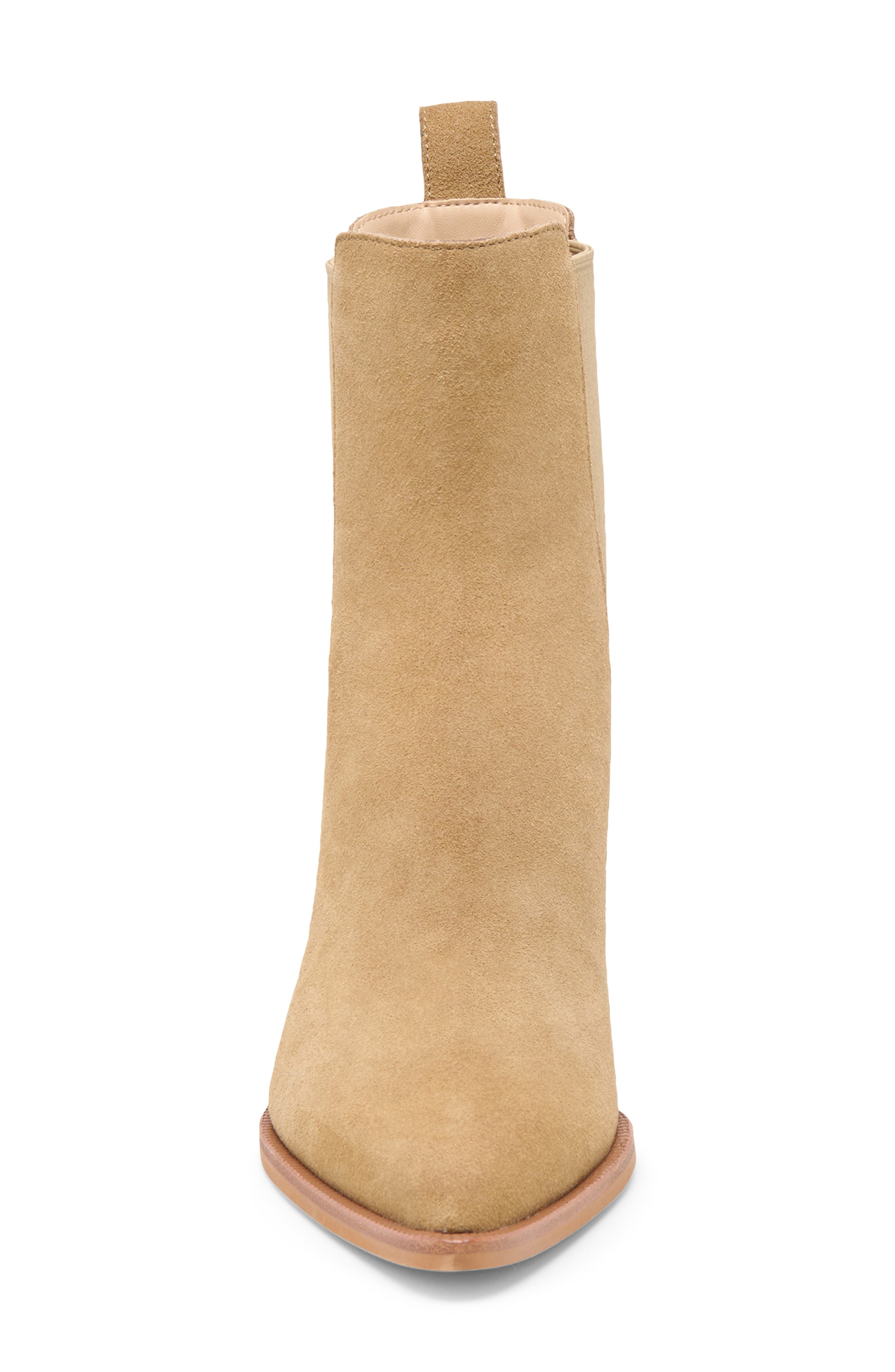 Shadie Waterproof Pointed Toe Chelsea Boot, Alternate, color, DK TAUPE SUEDE H2O