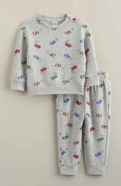Print Fleece Sweatshirt & Joggers Set