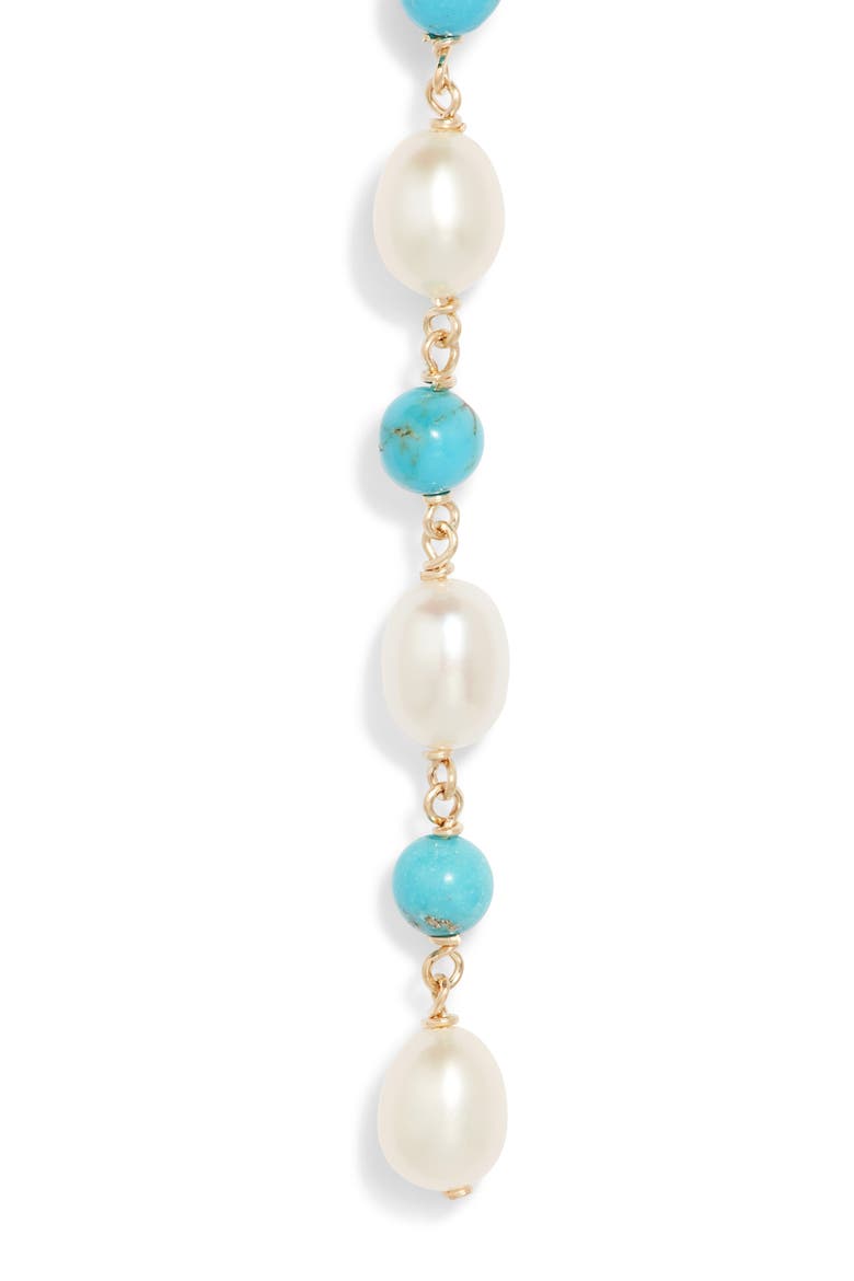 Baroque Pearl & Turquoise Drop Earrings, Alternate, color, 14KYG