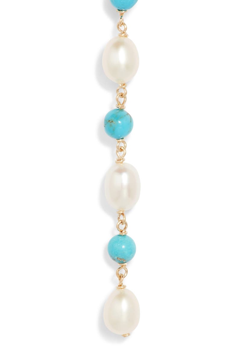Poppy Finch Baroque Pearl & Turquoise Drop Earrings, Alternate, color, 14Kyg
