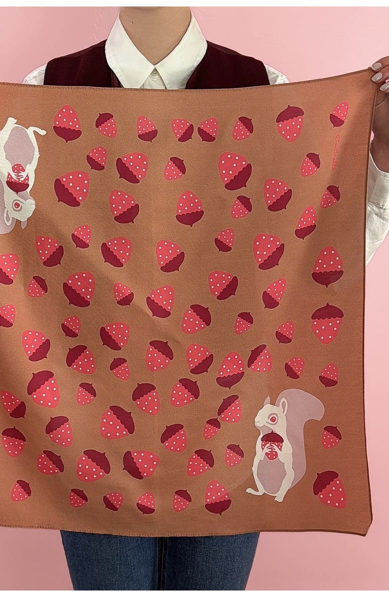 Centinelle Albino Squirrel Cotton Silk Bandana, Alternate, color, Brown