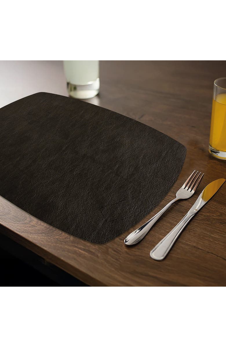 FRIELING Davanti by  Mattola Placemats Set of 6, Rectangle Plus, 14 x 18 Inch Indoor Outdoor Table Placemats, Alternate, color, Black