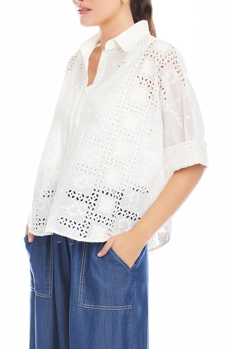 Alisa Eyelet Shirt, Alternate, color, WHITE