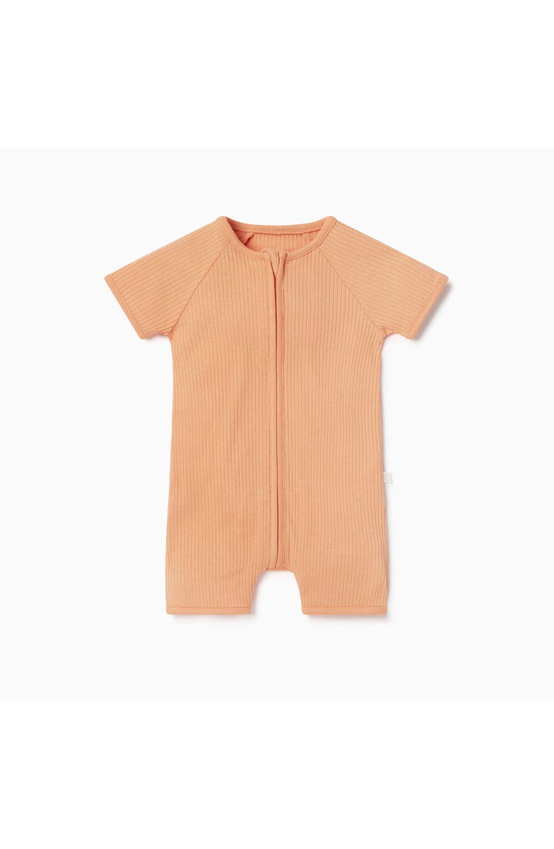 MORI Ribbed Summer Zip-Up Sleepsuit, Main, color, Orange