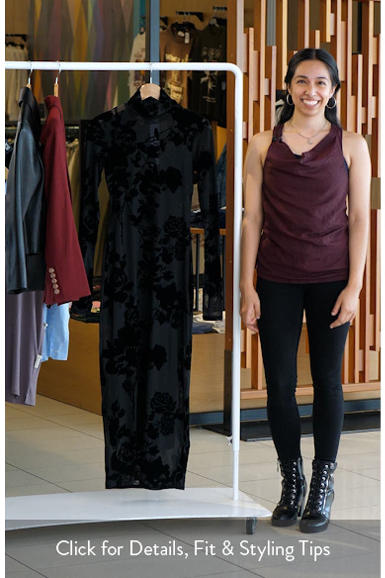 Shailene Flocked Long Sleeve Mesh Midi Dress video