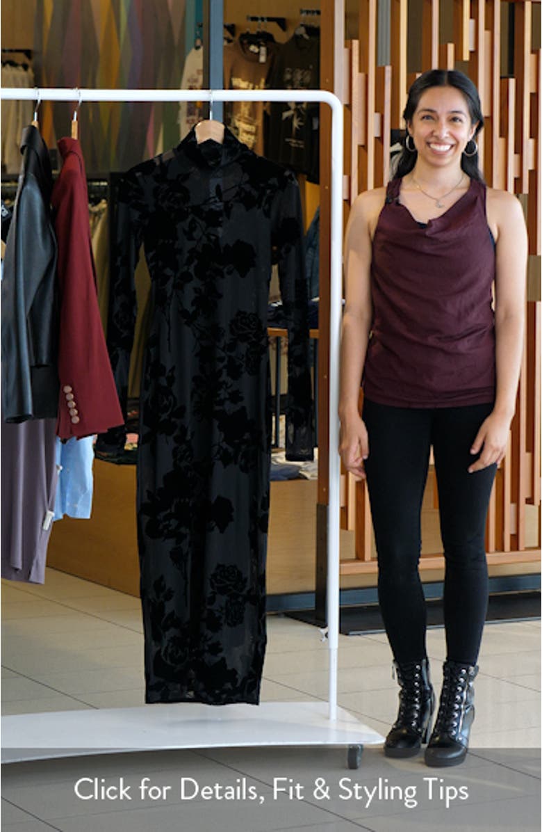 Shailene Flocked Long Sleeve Mesh Midi Dress, sales video thumbnail