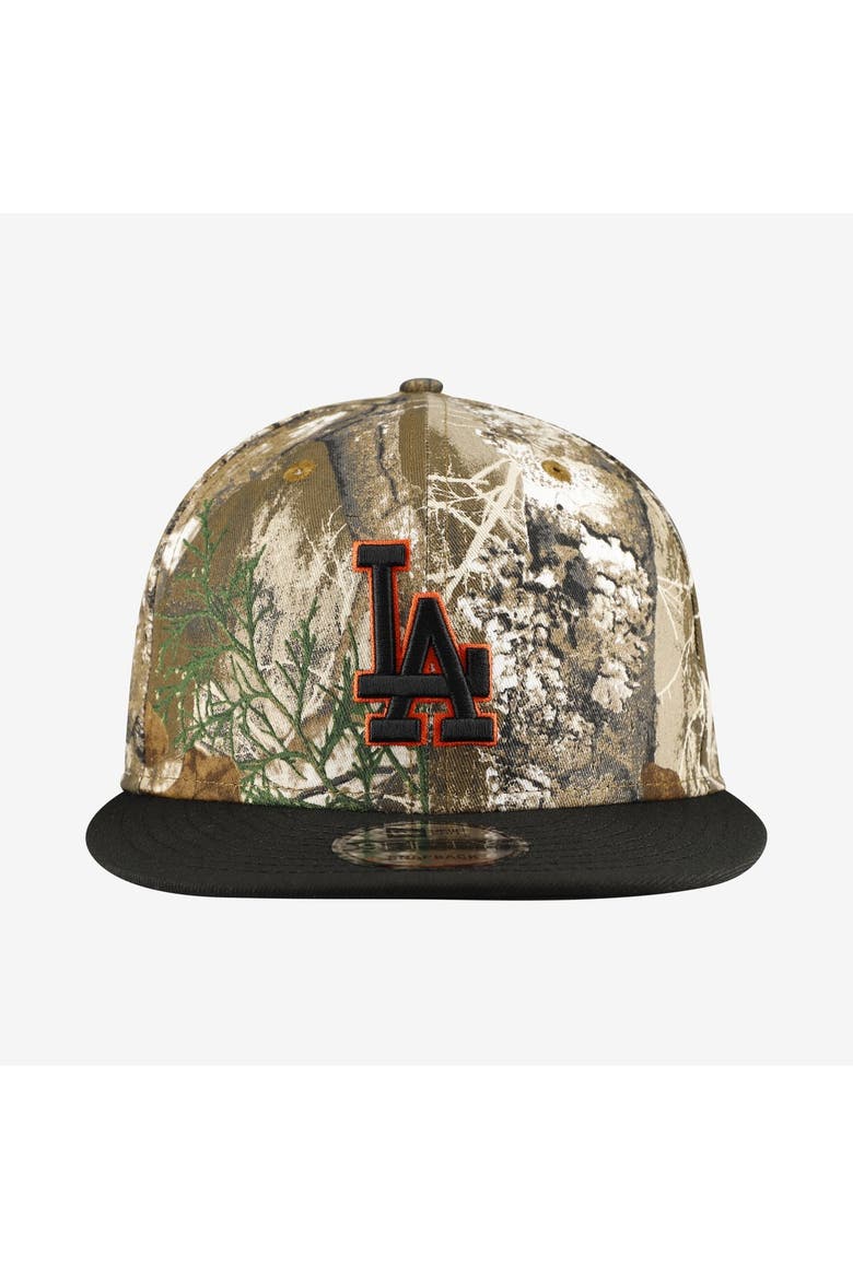 Men's New Era Camo Los Angeles Dodgers Realtree Orange Pop 9FIFTY Snapback Hat, Alternate, color, Camo