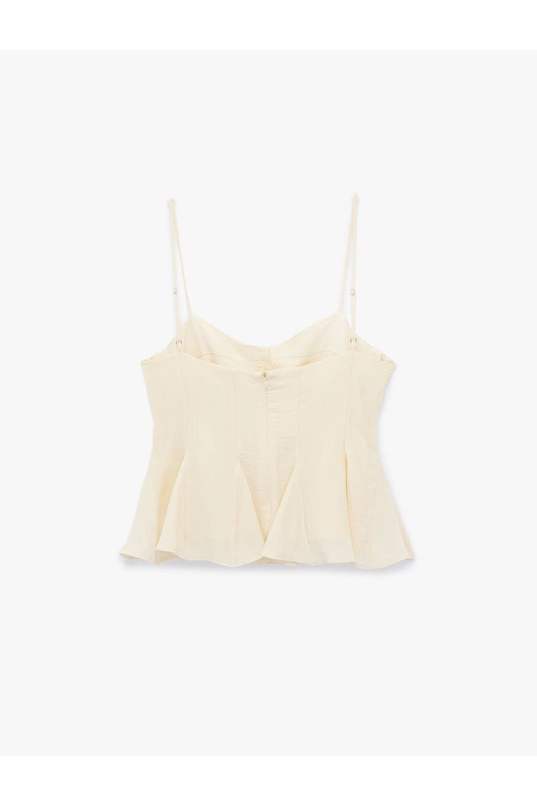 Structured Fitted Strappy Peplum Top, Alternate, color, BEIGE