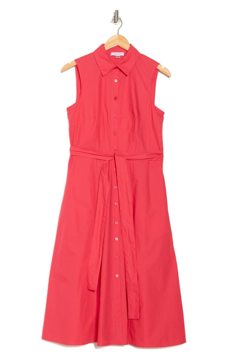Calvin Klein Sleeveless A-Line Midi Shirtdress, Alternate, color,
