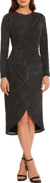 Maggy London Abstract Print Long Sleeve Midi Dress