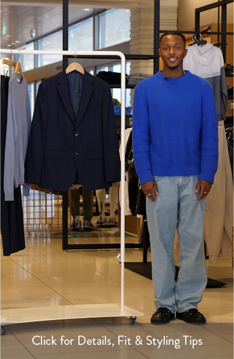 Slim Fit Navy Herringbone Texture Stretch Sport Coat, sales video thumbnail