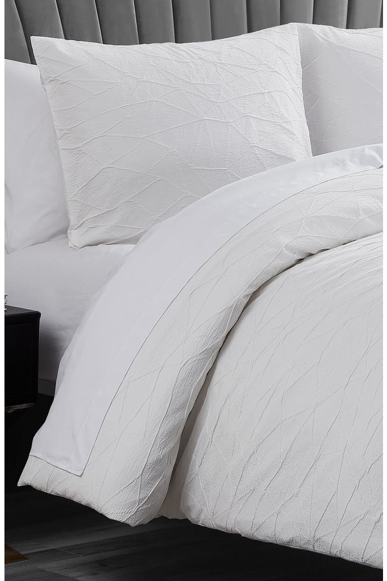 Abstract Crinkle Comforter & Shams Set, Alternate, color, OFF WHITE