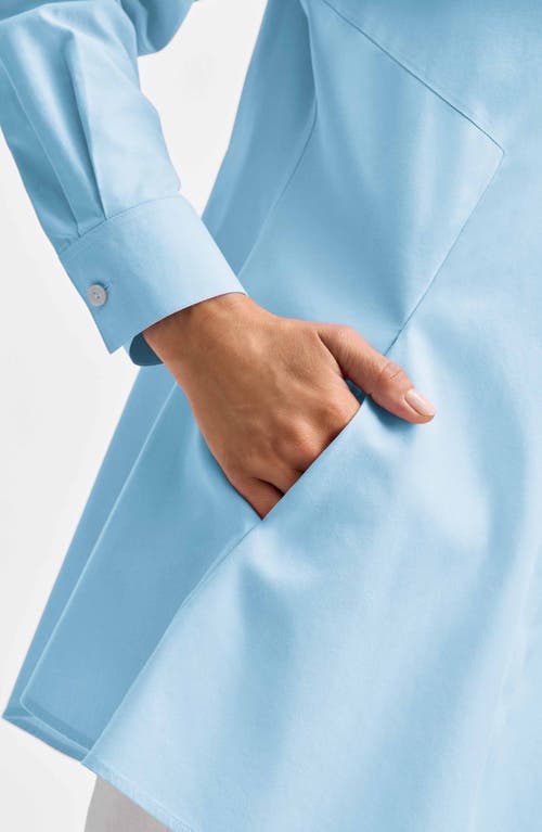 Foxcroft Cici Cotton Non-iron Tunic Shirt In Soft Aqua