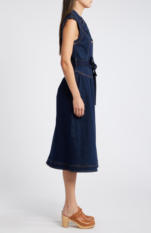 Adelyn Rae Sleeveless Denim Midi Dress In Navy Denim
