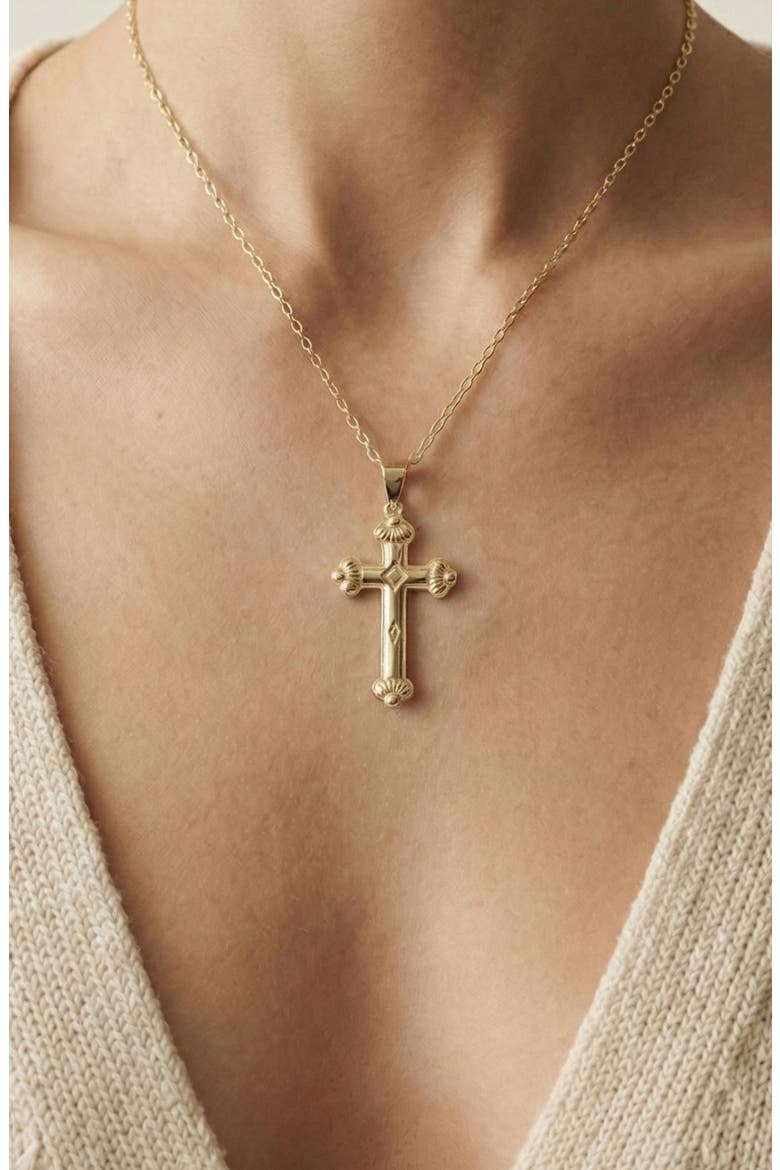 Siena Cross Pendant Necklace, Alternate, color, GOLD