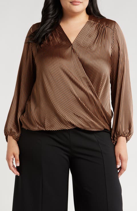 Wrap Patterned Blouse (Plus Size)