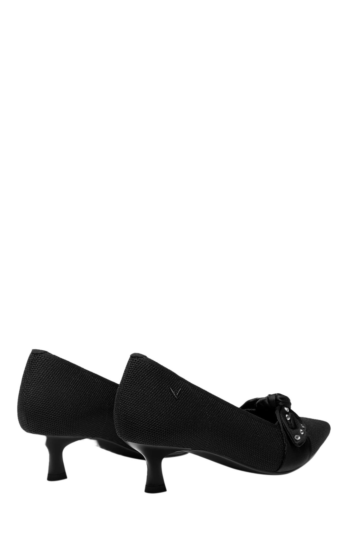 VIVAIA Pointed-Toe Bow Kitten Heels, Alternate, color, Black Satin Rhinestone