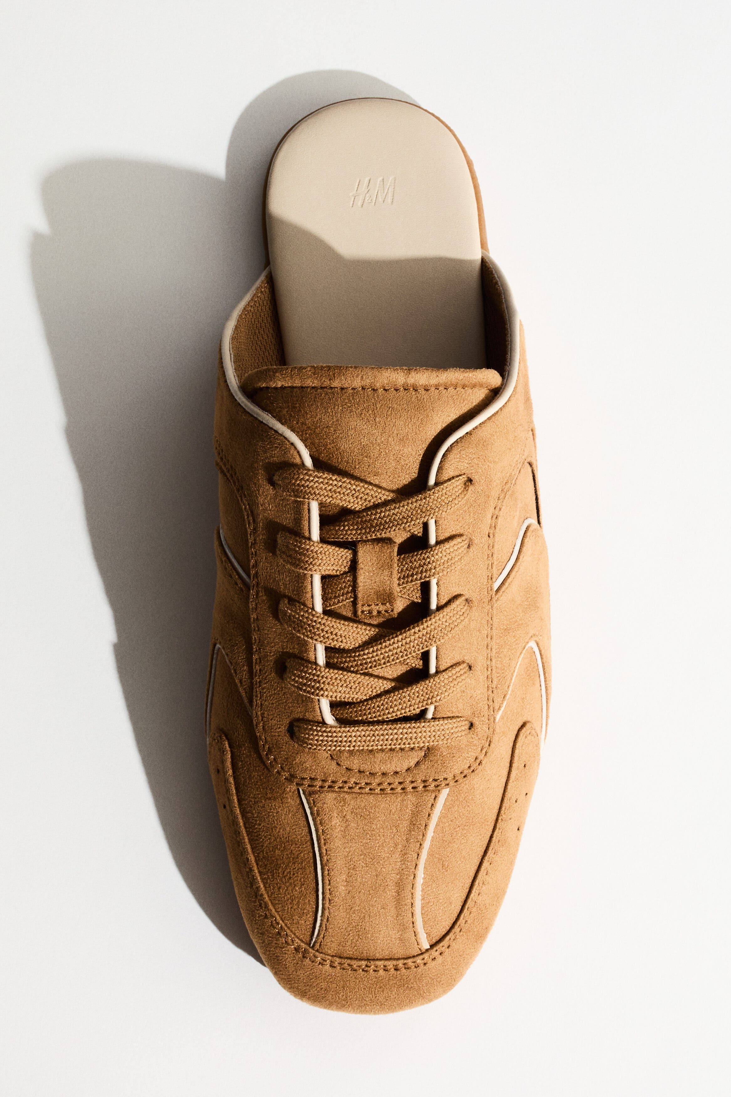H&M Trainer-style Leather Mules, Alternate, color, Dark Beige