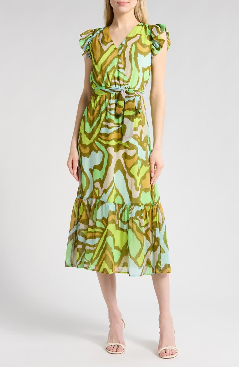 Sam Edelman Landscape Cap Sleeve Maxi Dress, Main, color, 