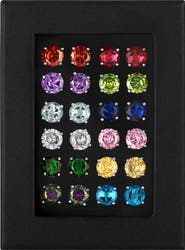 FZN Set of 12 Cubic Zirconia Stud Earrings