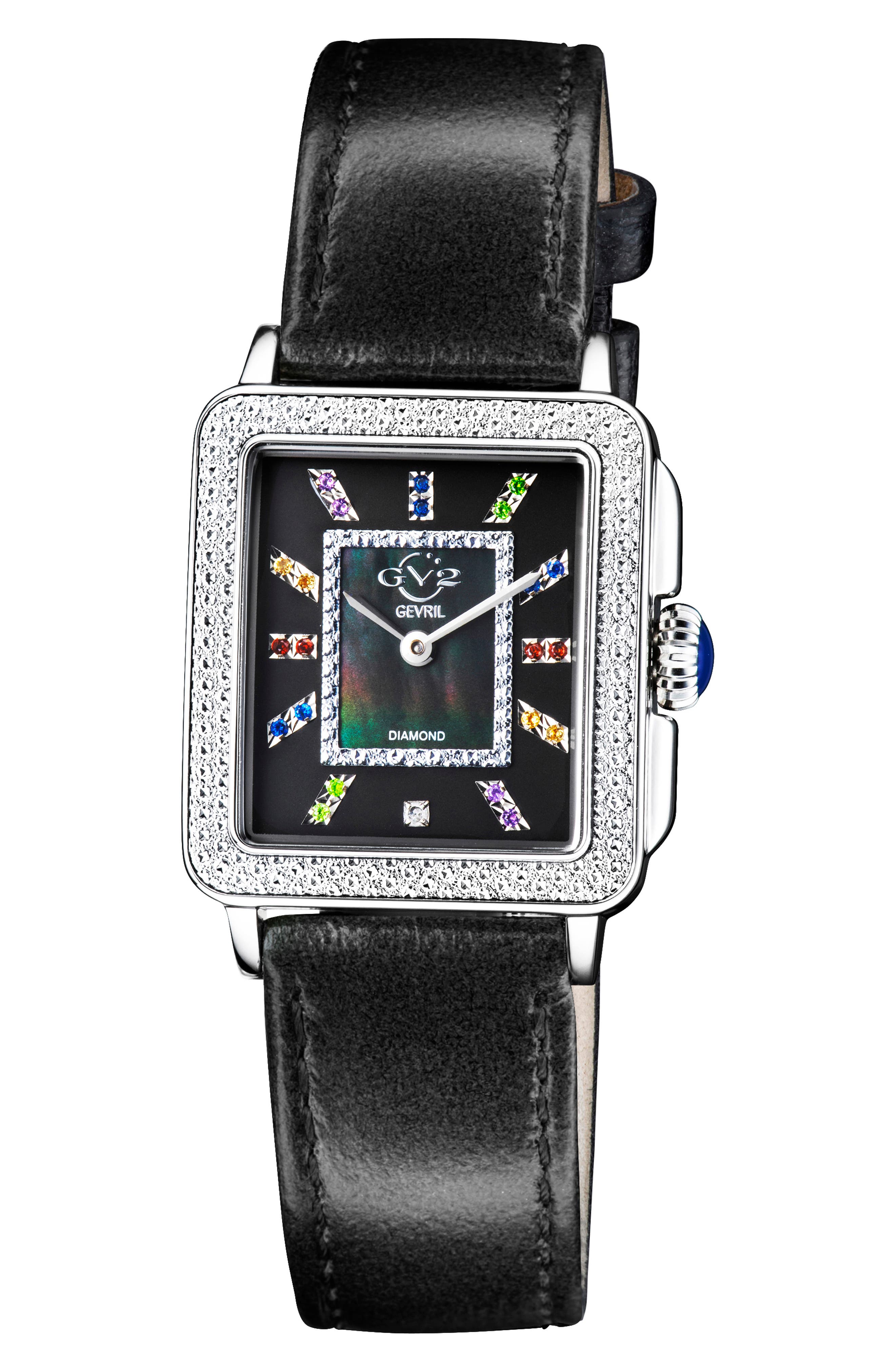 GV2 Padova Diamond Leather Strap Watch, 27mm x 30mm - 0.0116ct.