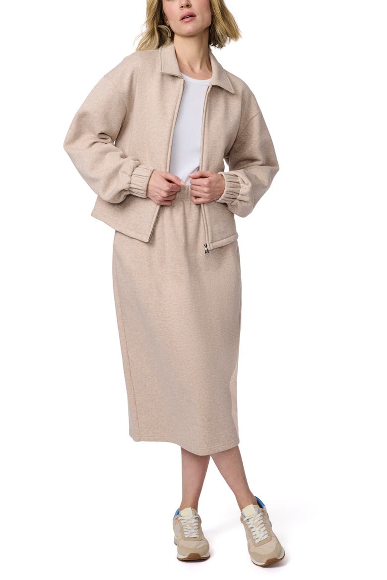 Knit Fleece Jacket, Alternate, color, HEATHER TAUPE