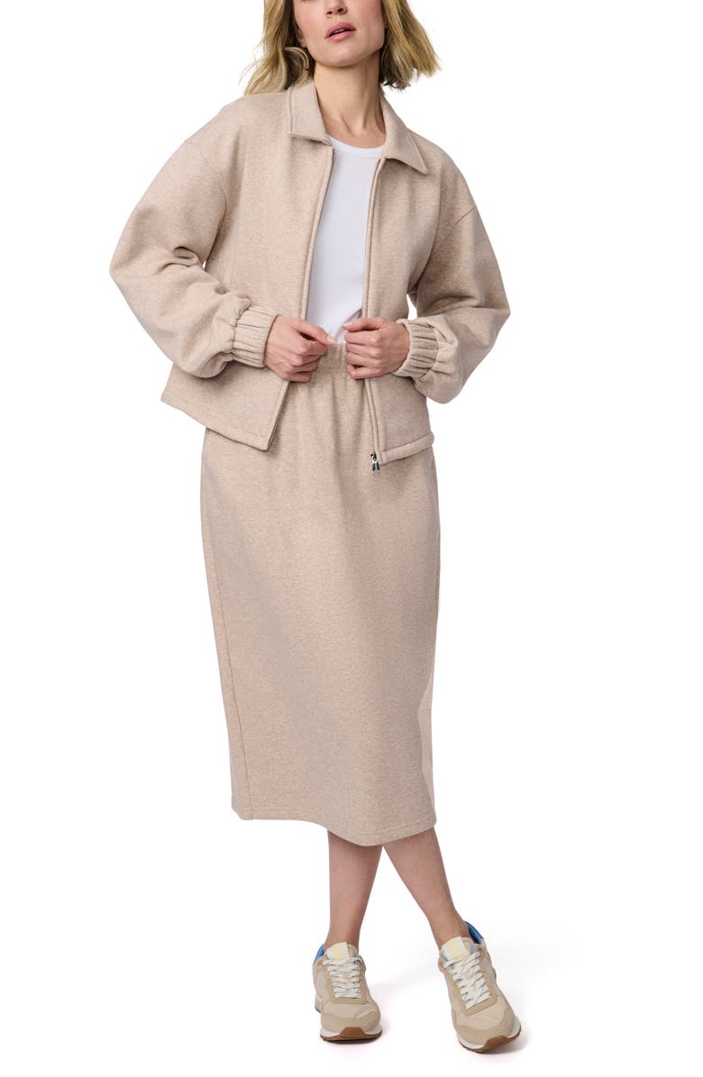 Bernardo Knit Fleece Jacket, Alternate, color, Heather Taupe