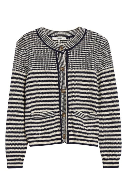 Frame Femme Mariner Striped Cotton-blend Sweater In Navy Multi