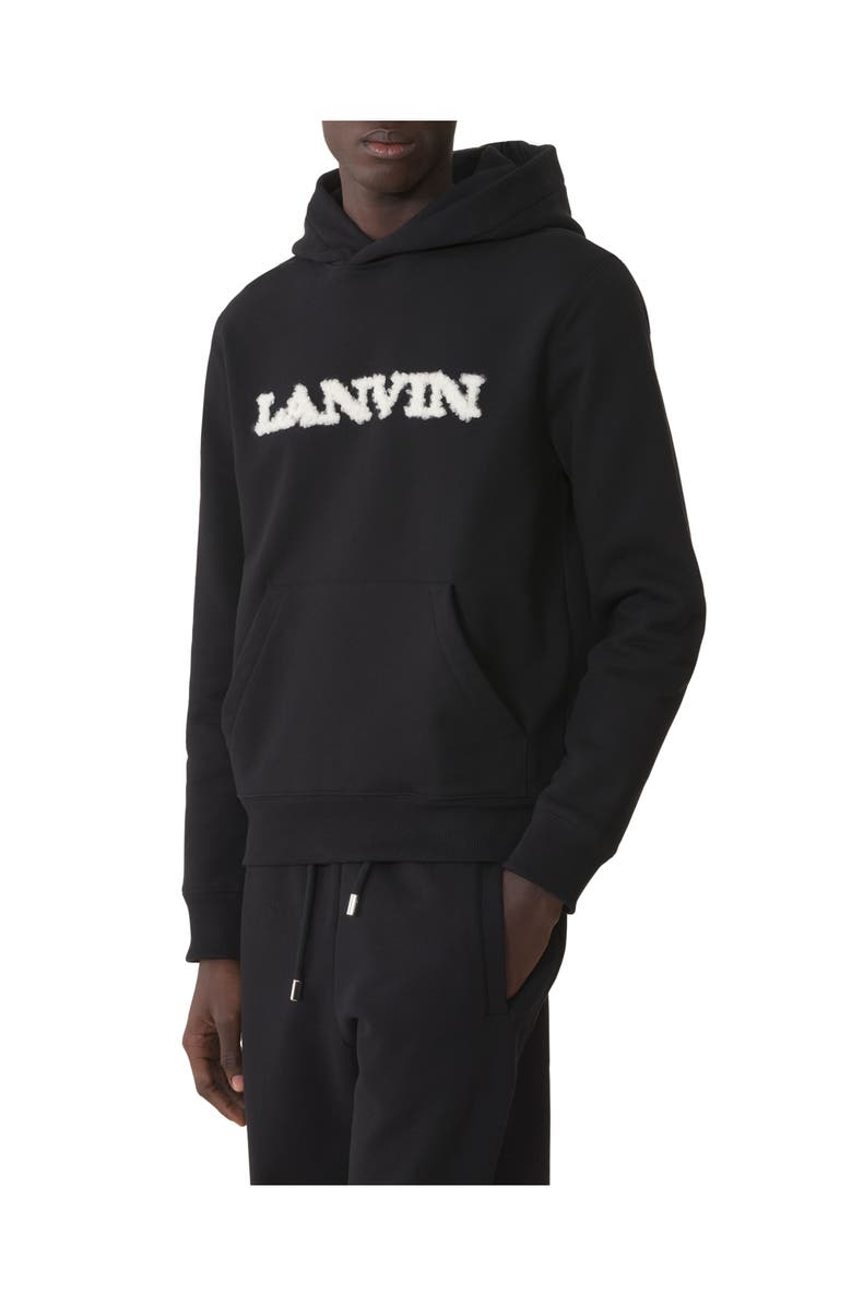 Lanvin Shearling Cotton Hoodie, Alternate, color, Black