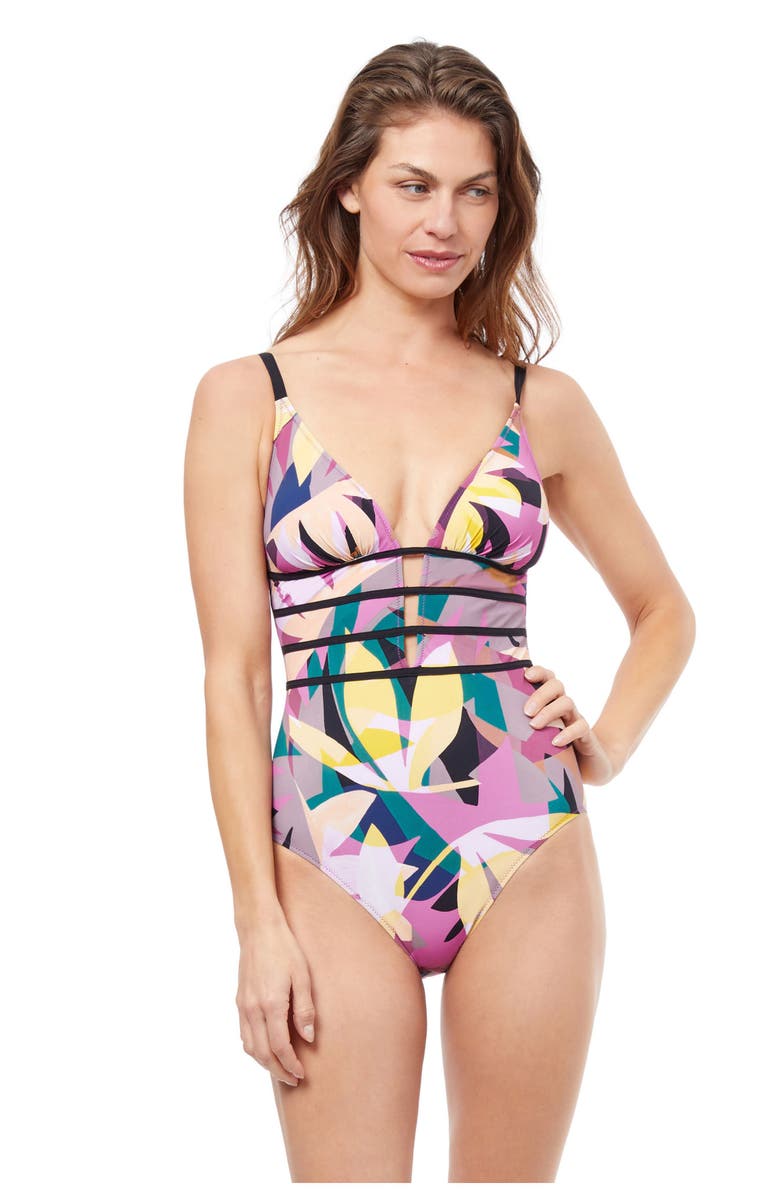 Profile by Gottex Gioa Deep Plunge One piece Swimsuit, Main, color, 