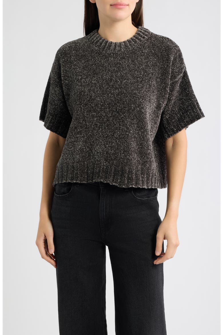 Broome Short Sleeve Crop Sweater, Main, color, CHARCOAL
