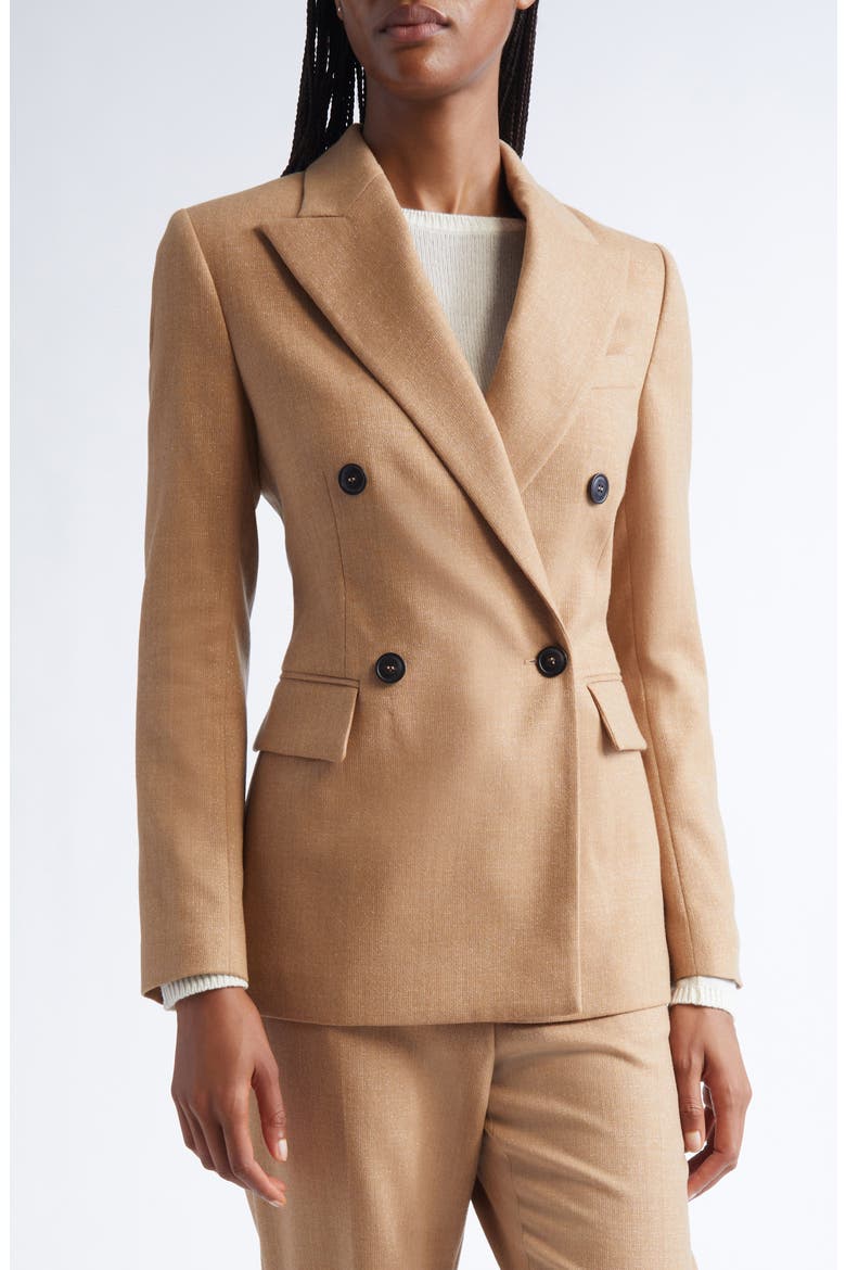 Shimmer Virgin Wool Blend Blazer, Alternate, color, 02 SAND