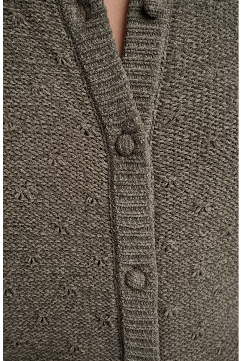 Chenille Short Sleeve Cardigan, Alternate, color, UTILITY GR