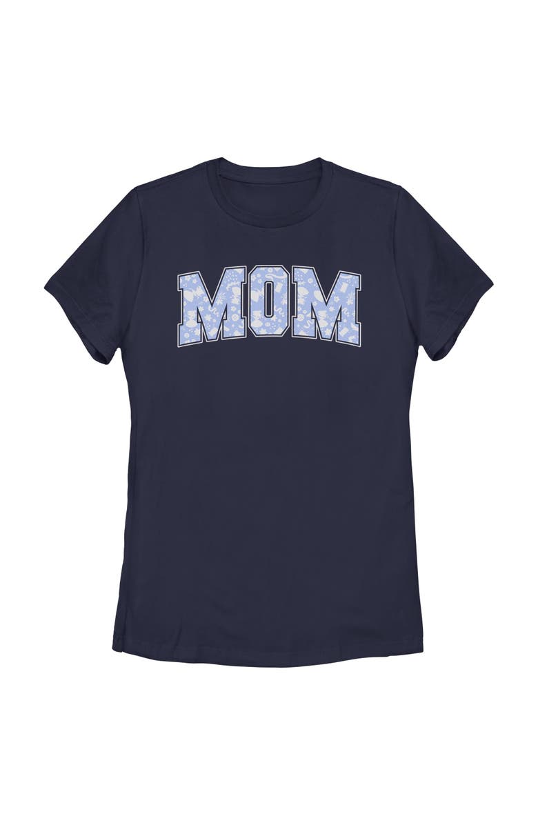 Disney Women's Disney Mom Collegiate Pattern  Graphic T-Shirt, Main, color, Navy Blue