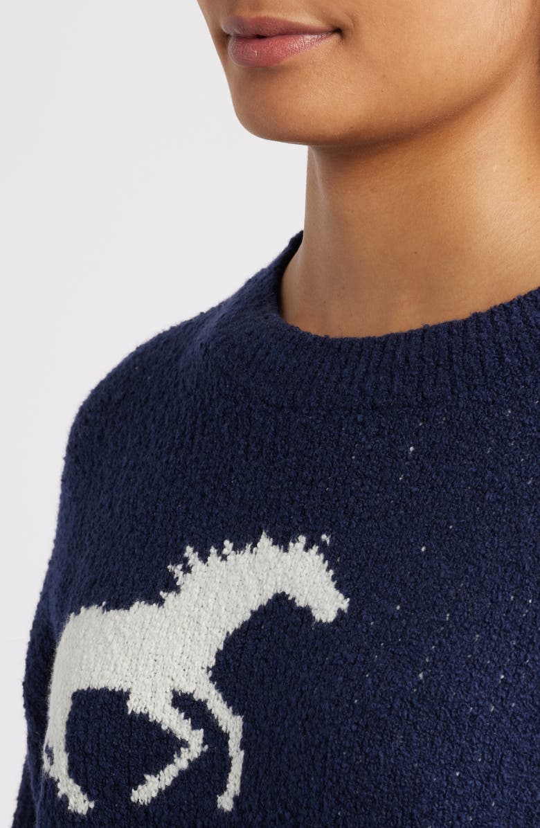 MARGARET O'LEARY Horse Jacquard Sweater, Alternate, color, Navy/ Ivory