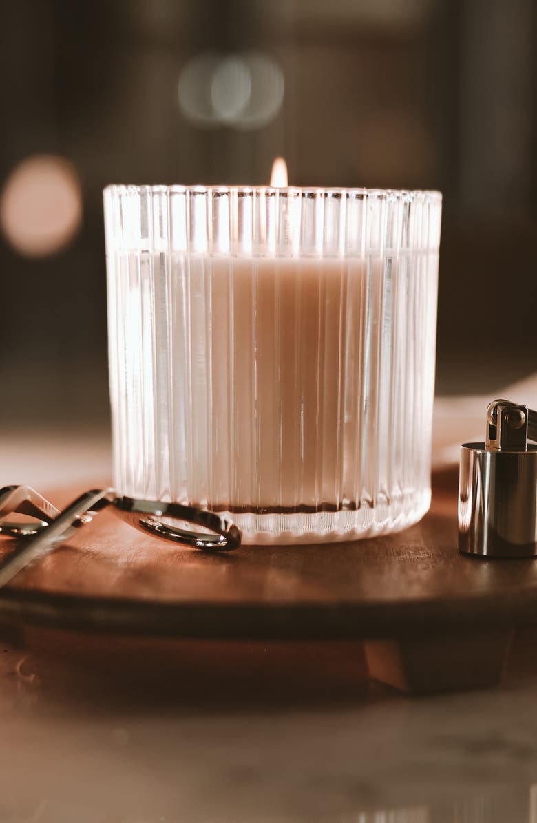 SWEET WATER DECOR Sugar Cookies Rib Glass Candle, Alternate, color, White