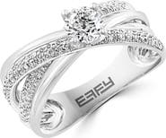 EFFY 14K White Gold Diamond Crisscross Bridal Ring Set