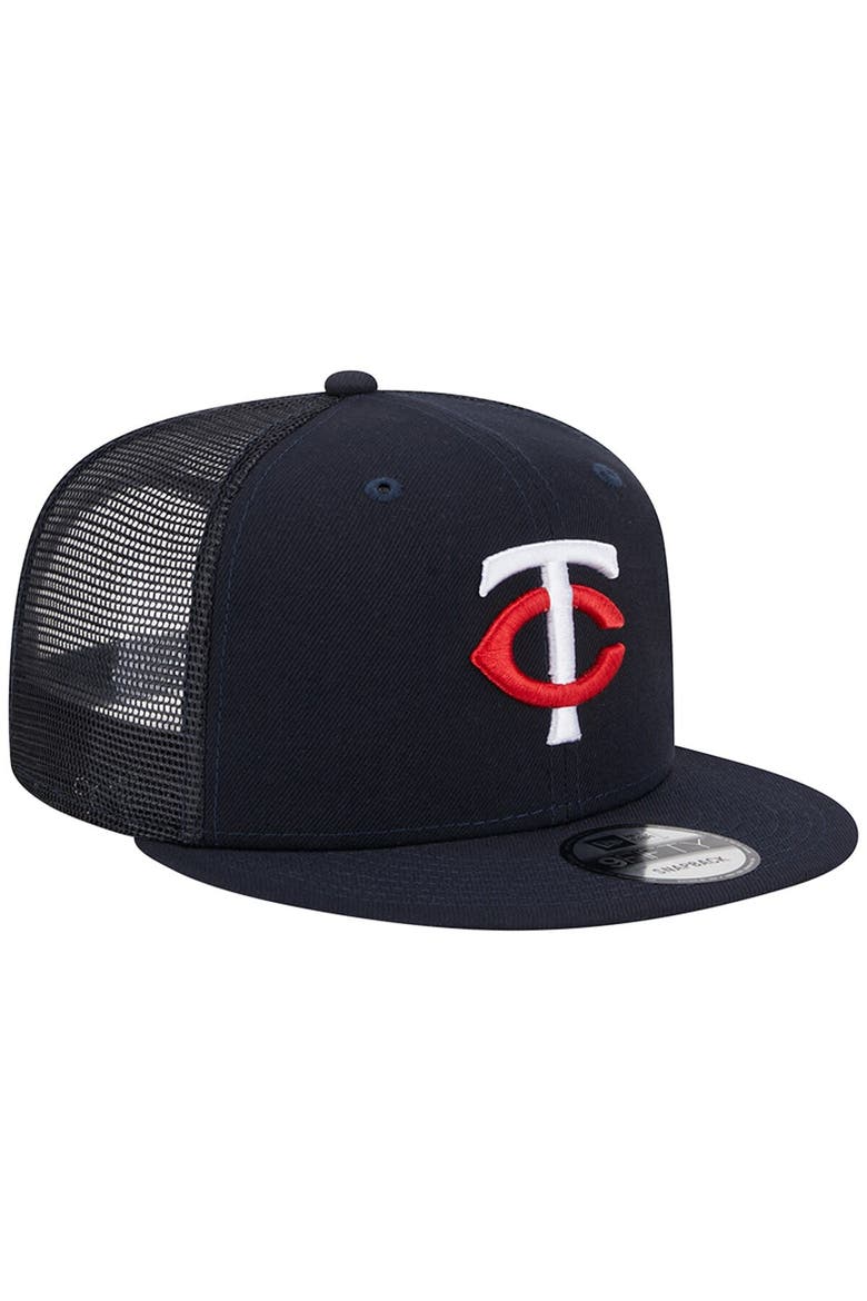 Men's New Era Navy Minnesota Twins Team Color Trucker 9FIFTY Snapback Hat, Alternate, color, Navy
