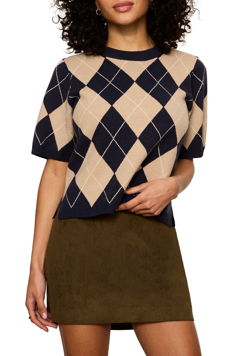 Perfect Short Sleeve Sweater, Main, color, LOMA ARGYLE BLUE