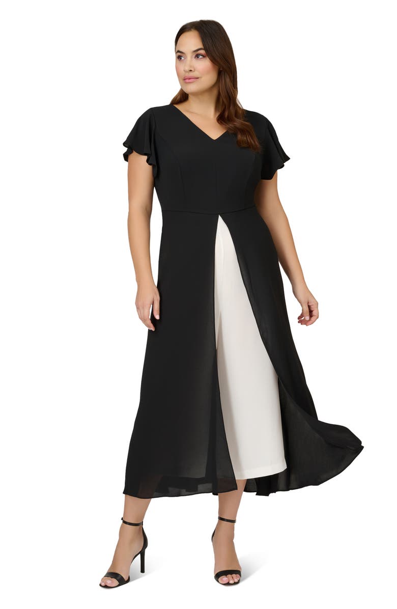 Adrianna Papell Crepe Overlay Jumpsuit, Alternate, color, 