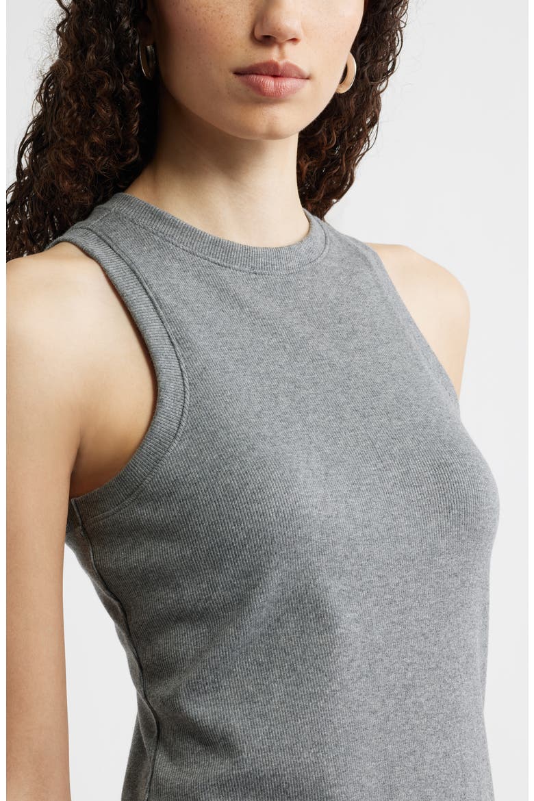 Stretch Cotton Microrib Tank Dress, Alternate, color, GREY DARK HEATHER