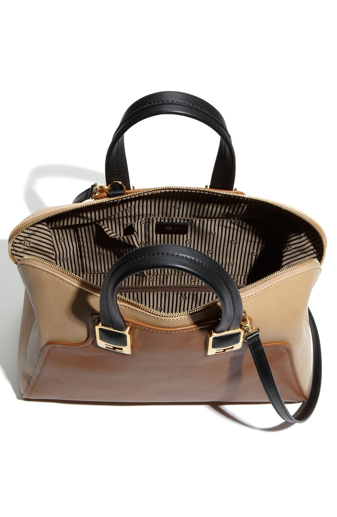 'Chameleon Colorblocked' Calfskin Leather Top Zip Tote, Alternate, color, TAN / BEIGE