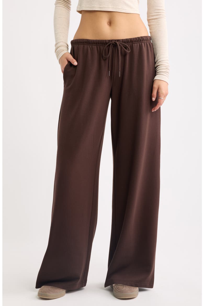 Narrow Waistband Baggy Wide Leg Sweatpants, Main, color, BROWN COFFEE